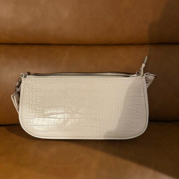 Cream Croc Y2K style Baguette shoulder bag - Picture 2 of 5